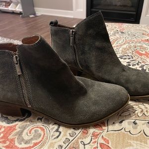 Gray Lucky Brand ankle boot with low heel 9.5